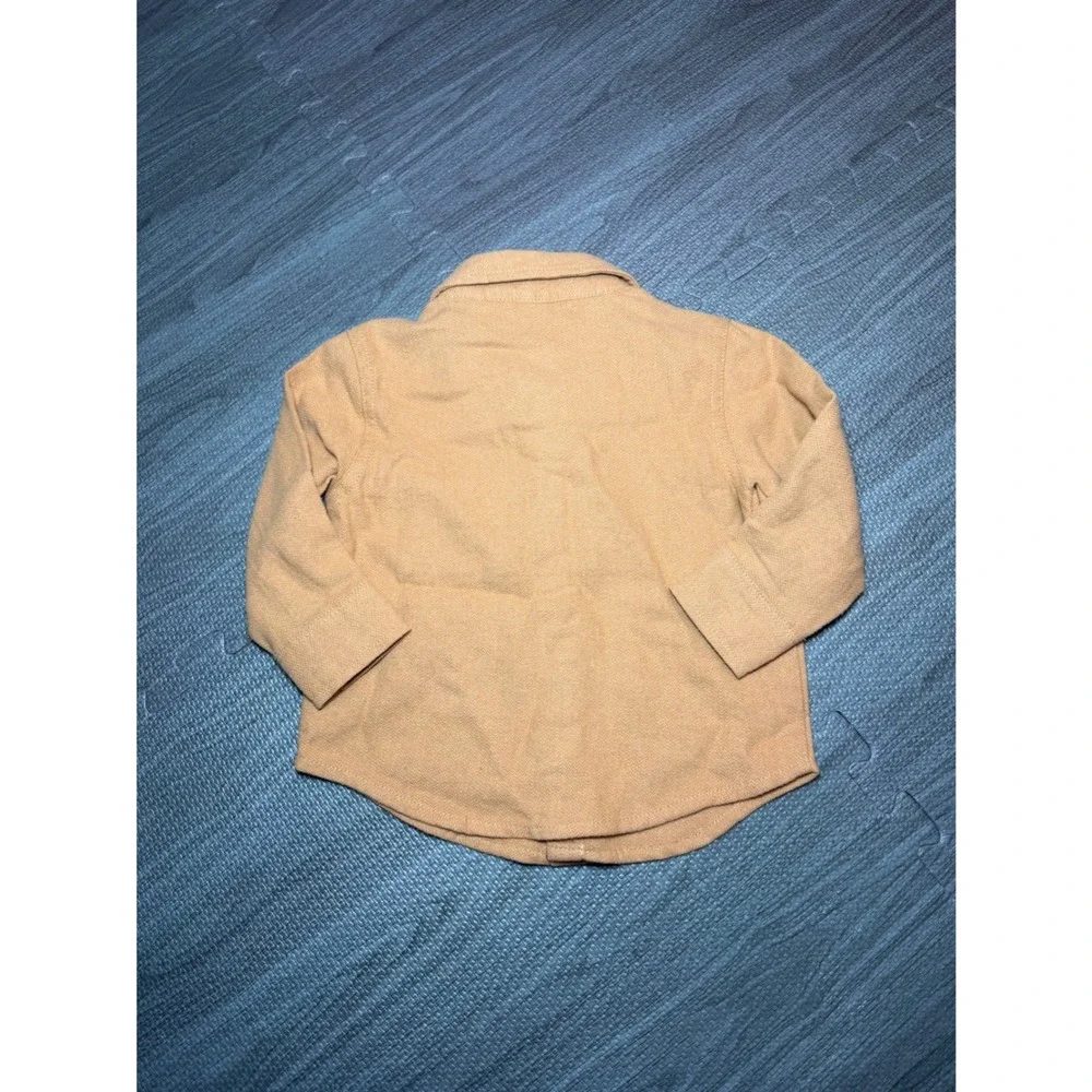 Old Navy Toddler Boys Tan Brushed Cotton Twill Button Down Shirt 12-18M, new